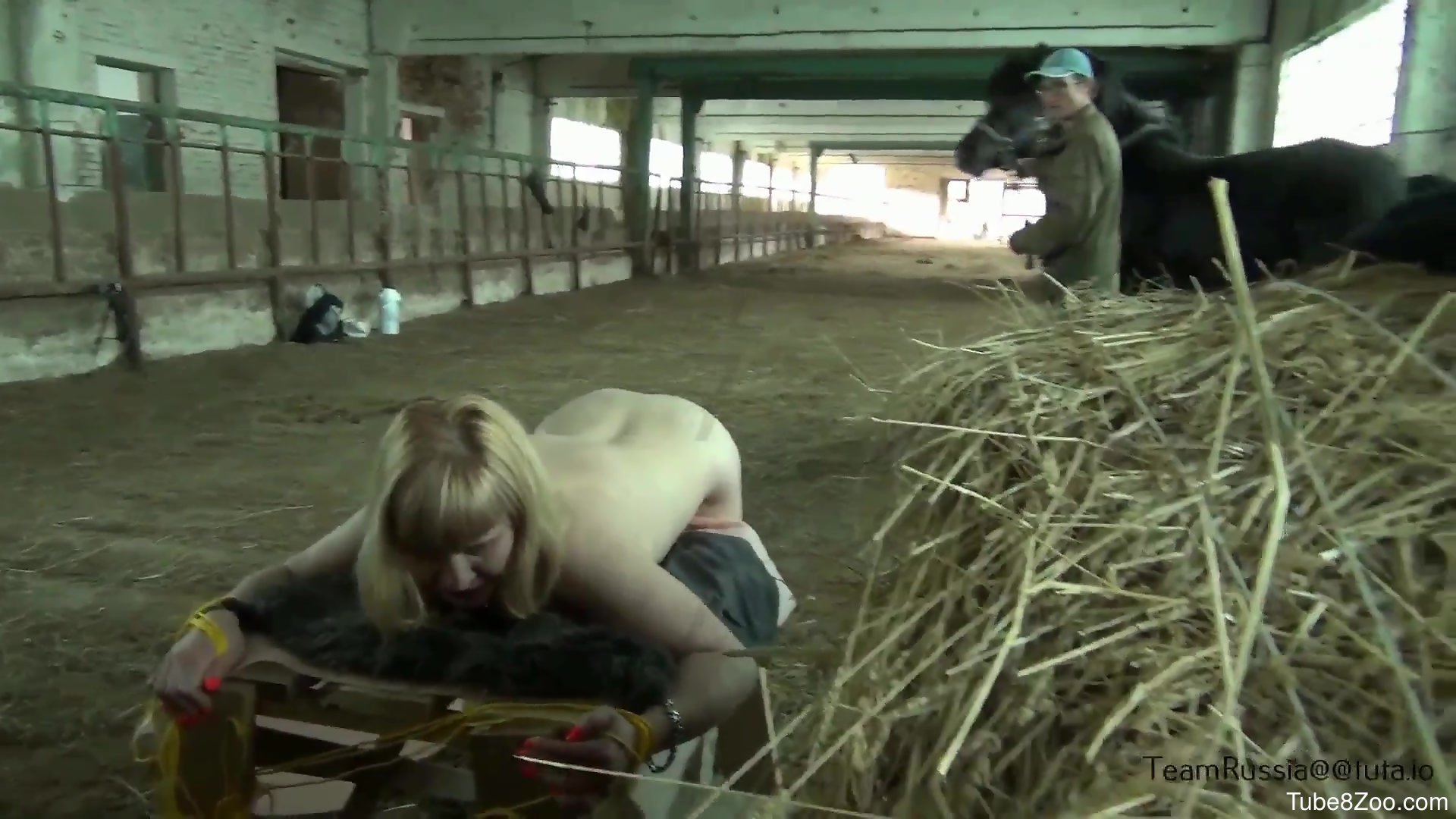 Horsefuck Girl Brutal - Horny and pasty blonde fucking a horny horse HARD